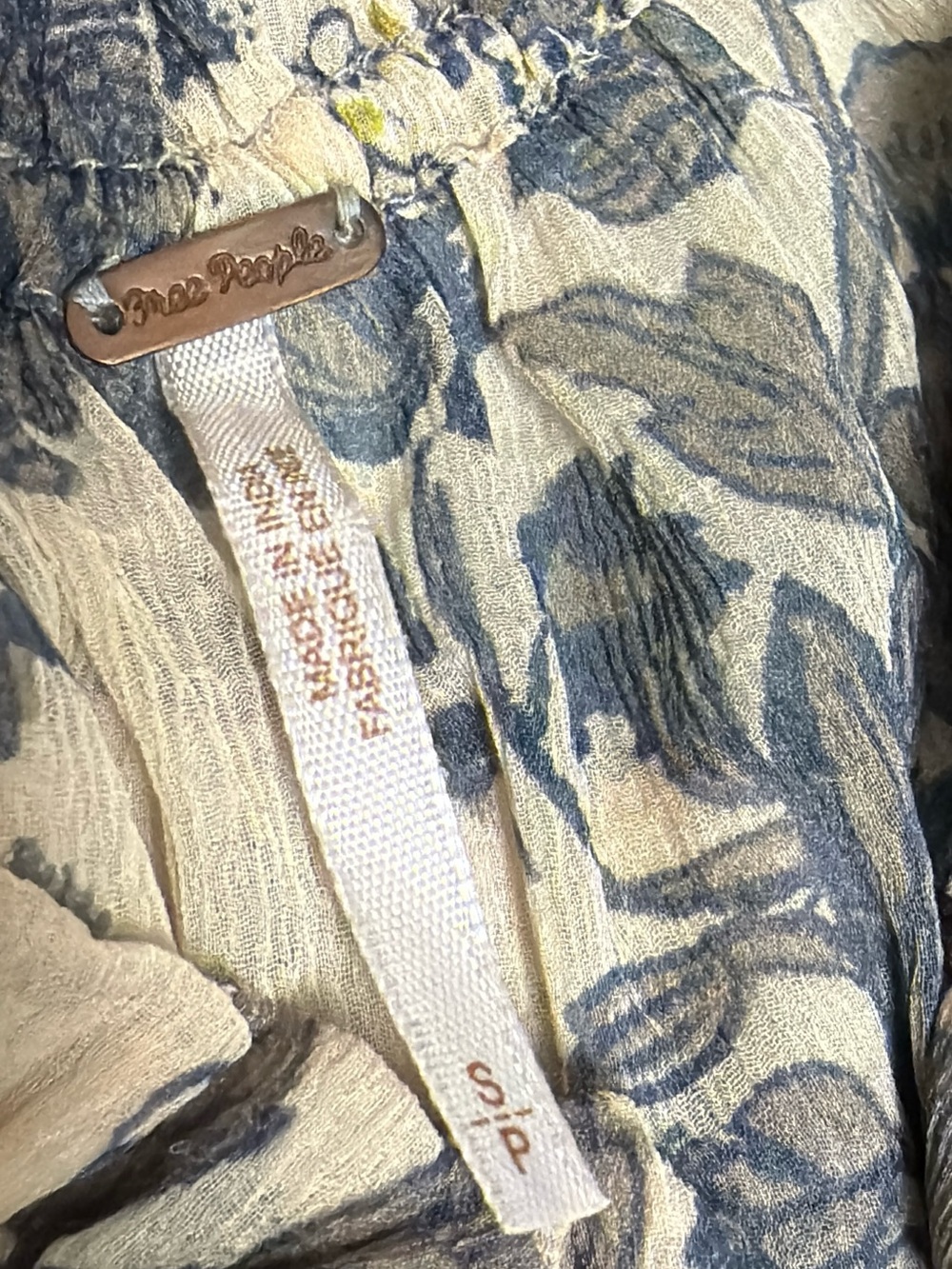 Free People Cream and Gray Floral Peasant Blouse - Picture 3 of 4